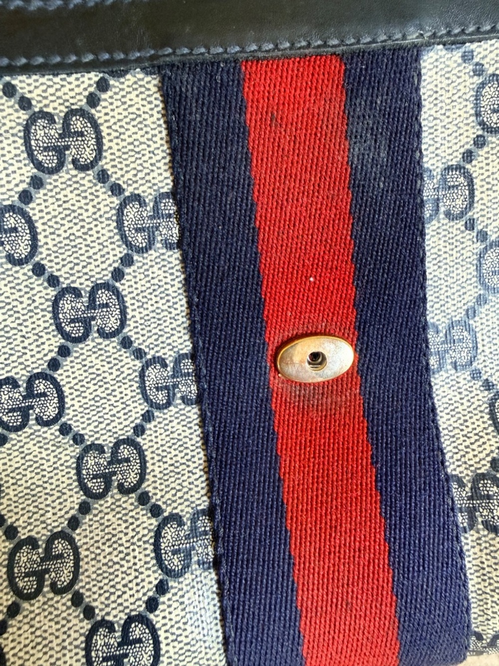 Gucci Parfums Clutch Bag Vintage Blue & Red Stripe - Picture 5 of 10